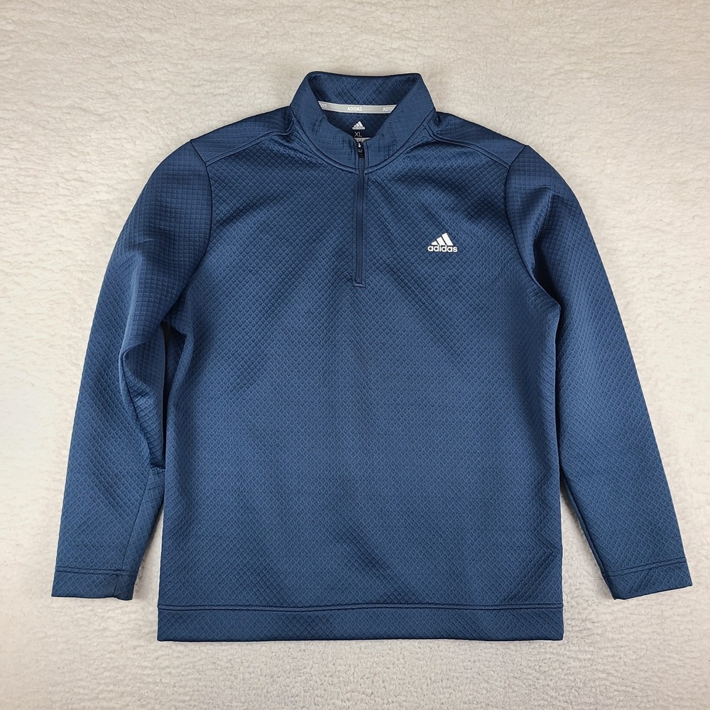 Adidas Sweater Mens XL Blue Navy Diamond Pattern Performance Sweatshirt Golf